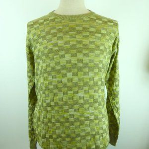 Belvedere Italy Vintage green box knit geometric retro sweater M loose fit